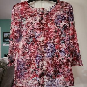 Coldwater Sheer Colorful Abstract Women's Top Size Medium